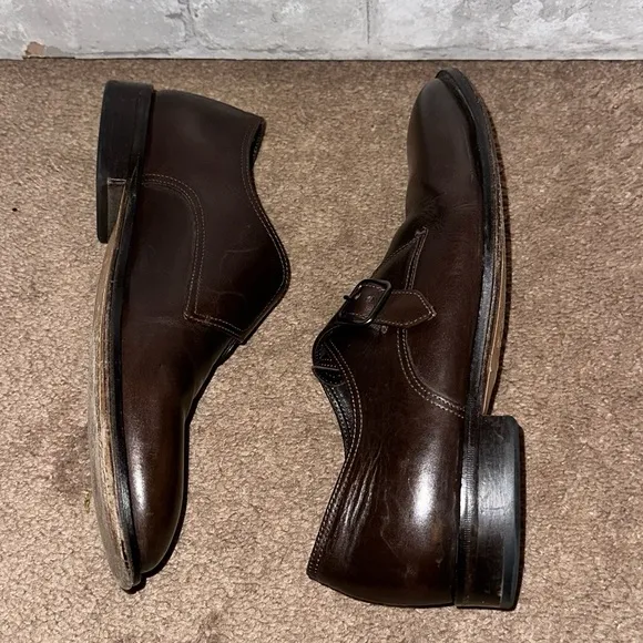 Men's Allen edmonds monk strap leather shoes sz 9