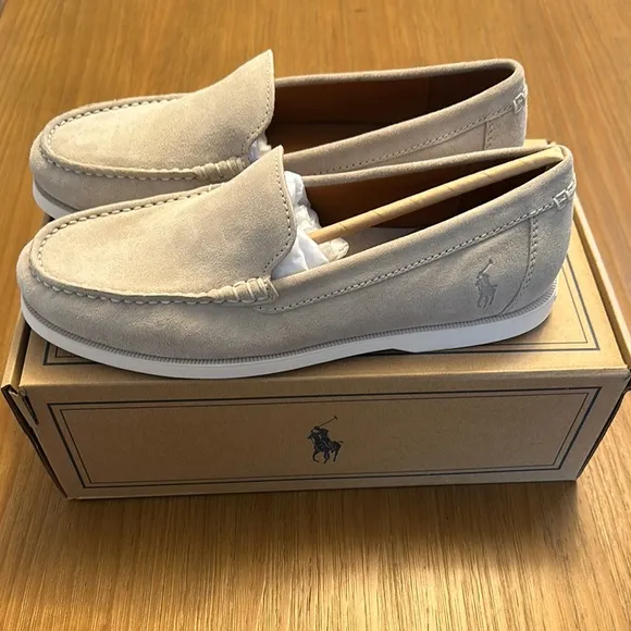Men's Beige Suede Loafers