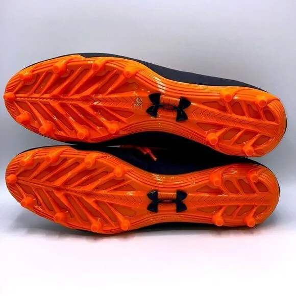 Mens Black &amp; Orange Under Armour Nitro Football Cleats Shoes Sports Size 16