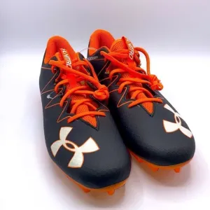 Mens Black &amp; Orange Under Armour Nitro Football Cleats Shoes Sports Size 16