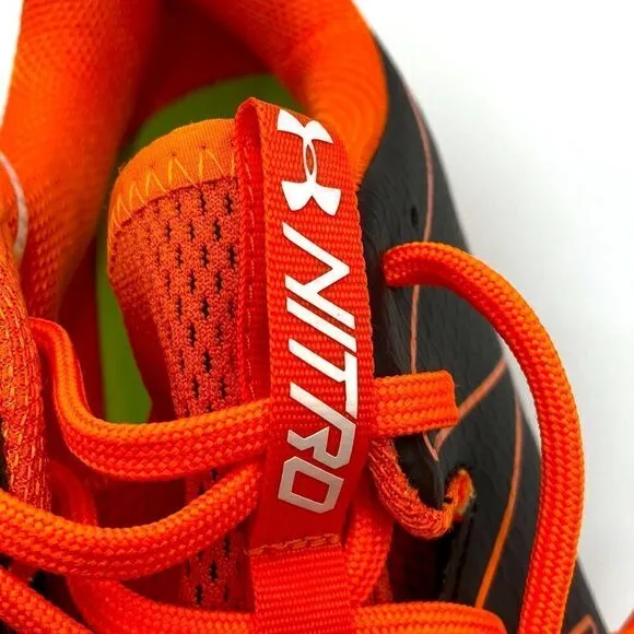 Mens Black &amp; Orange Under Armour Nitro Football Cleats Shoes Sports Size 16