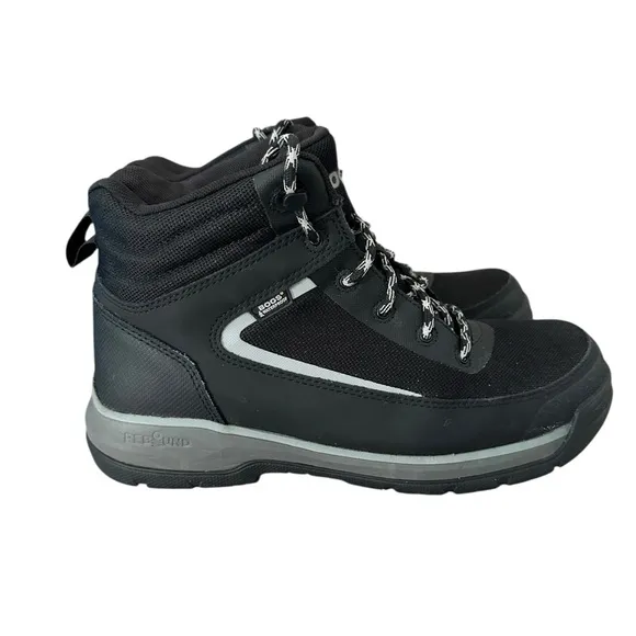 Men’s Bogs Shale Mid Composite Toe Waterproof Work Boots Black / Gray, Size 10.