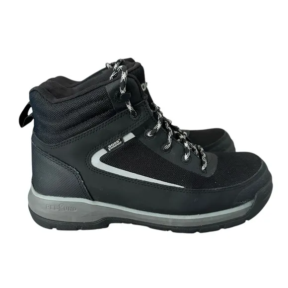 Men’s Bogs Shale Mid Composite Toe Waterproof Work Boots Black / Gray, Size 10.