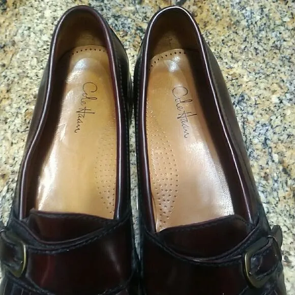 Men’s Cole Haan Size 8.5 D Monk Strap Loafer Burgundy 03516 Pinch Buckle Shoes