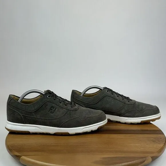 Mens FootJoy Gray Suede Casual Spikeless Athletic Golf Sneakers Shoes Size 9.5 M