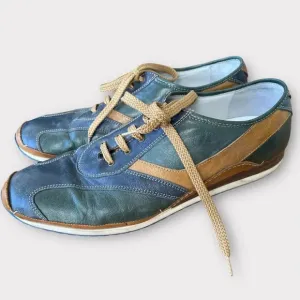 Men's Galizio Torresi Designer Leather Casual Sneakers size 43.5 Navy &amp; Brown