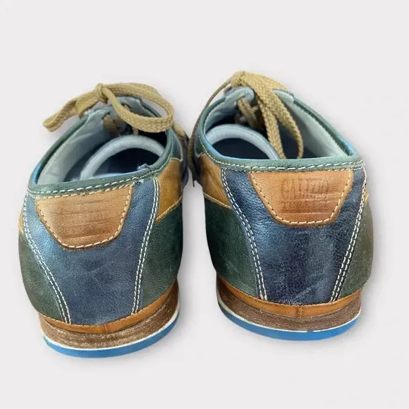 Men's Galizio Torresi Designer Leather Casual Sneakers size 43.5 Navy &amp; Brown
