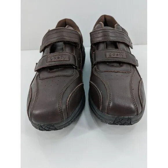 Men's Gedfy Gravity Defyer Brown Leather Hook Strap Comfort Shoes,12 VersoShock
