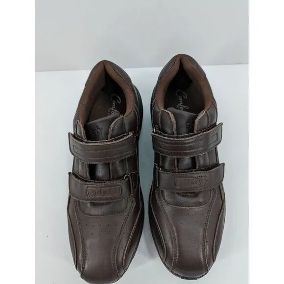 Men's Gedfy Gravity Defyer Brown Leather Hook Strap Comfort Shoes,12 VersoShock