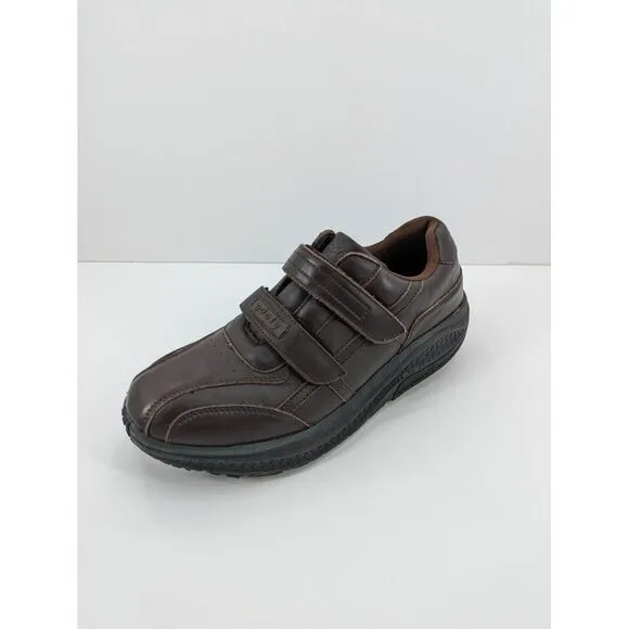 Men's Gedfy Gravity Defyer Brown Leather Hook Strap Comfort Shoes,12 VersoShock