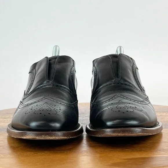 Mens Johnston &amp; Murphy Cormac Black Italy Slip On Wingtip Dress Shoes Size 8.5 M