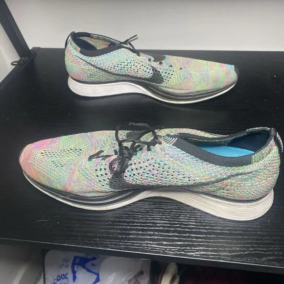 Mens Nike Flyknit Racer Running Shoes Multicolor 526628-304 Size 13