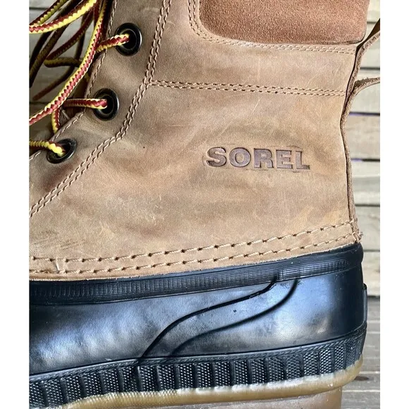 Mens Sorel‎ Cheyenne II Chipmunk Brown Leather Waterproof Winter Boots Size 8 D