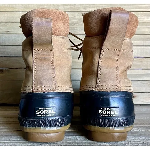 Mens Sorel‎ Cheyenne II Chipmunk Brown Leather Waterproof Winter Boots Size 8 D