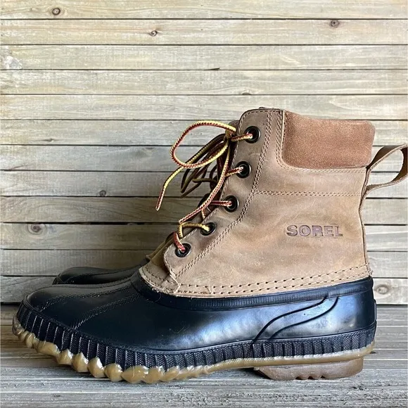 Mens Sorel‎ Cheyenne II Chipmunk Brown Leather Waterproof Winter Boots Size 8 D