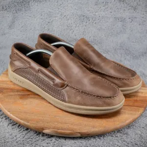 Men’s Sperry Topsider son-r technology Brown Leather Loafers Size 14 M