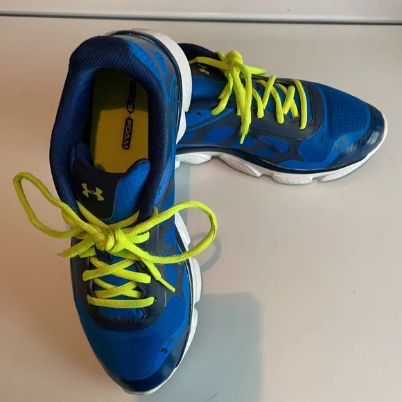 Mens under armour running shoes 4D Foam storm size 8 blue athletic sneakers