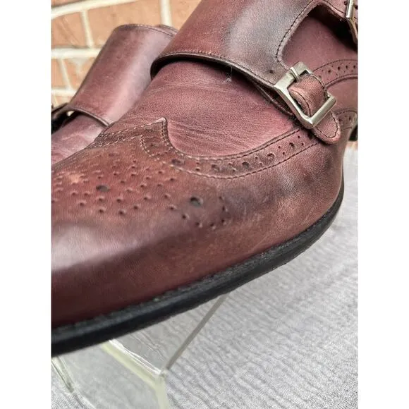 Men's Vero Cuoio Wingtip Double Strap Monks Shoes Size 42.5 US 9.5