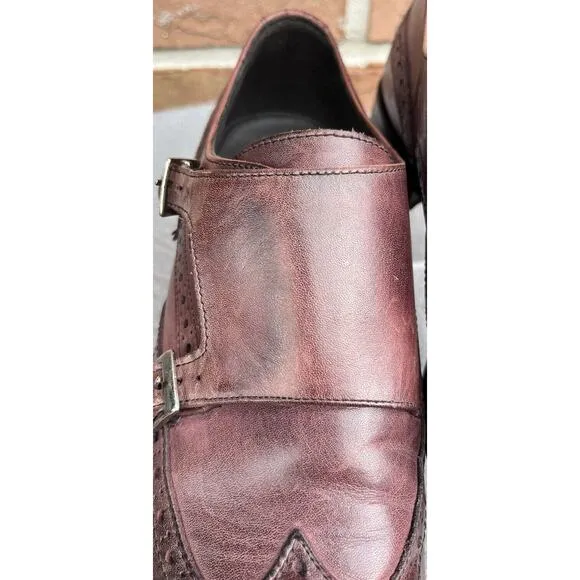 Men's Vero Cuoio Wingtip Double Strap Monks Shoes Size 42.5 US 9.5