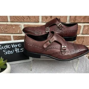Men's Vero Cuoio Wingtip Double Strap Monks Shoes Size 42.5 US 9.5