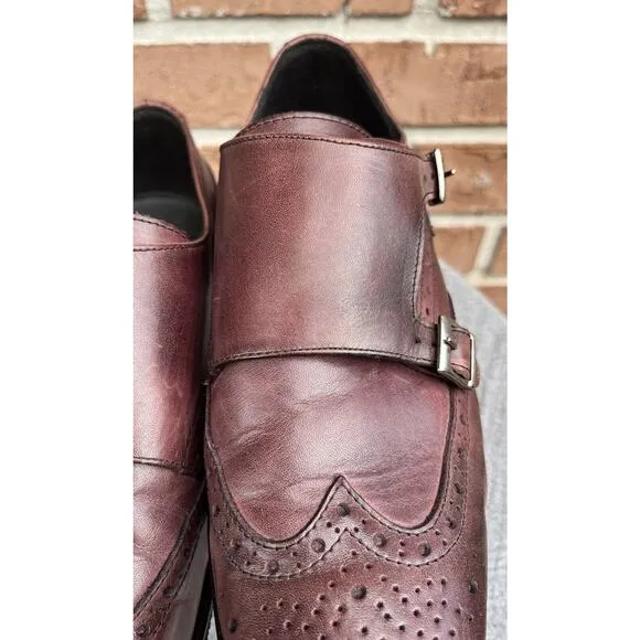 Men's Vero Cuoio Wingtip Double Strap Monks Shoes Size 42.5 US 9.5