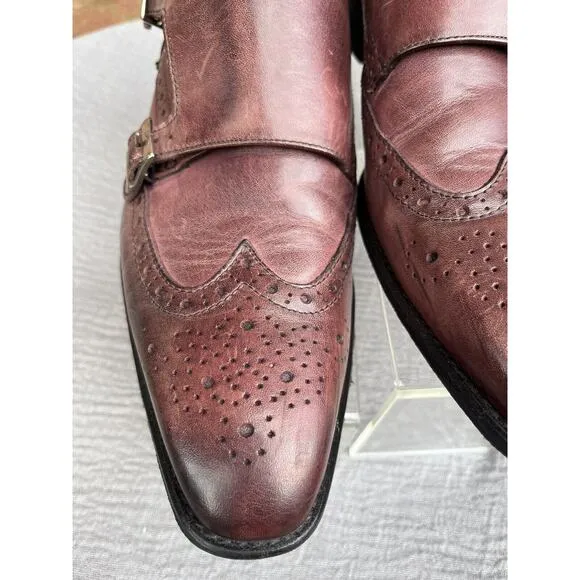 Men's Vero Cuoio Wingtip Double Strap Monks Shoes Size 42.5 US 9.5