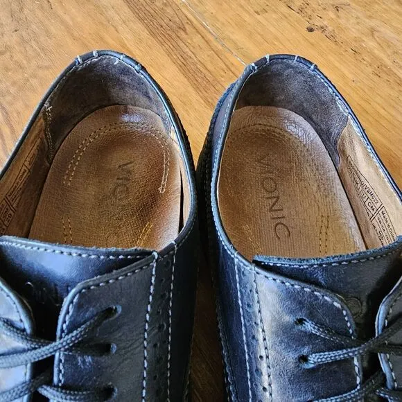 Men's VIONIC Bruno Oxford Wing Tip Lace Up Shoes Black Leather US Size 11M