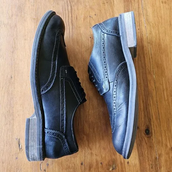 Men's VIONIC Bruno Oxford Wing Tip Lace Up Shoes Black Leather US Size 11M