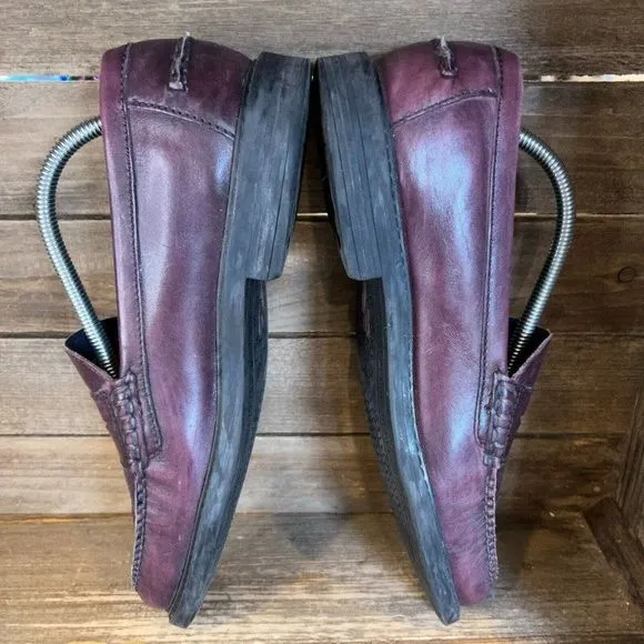 Mens Cole Haan Pinch Dark Purple Leather Shoes Slip On Penny Loafers Size‎ 10 M