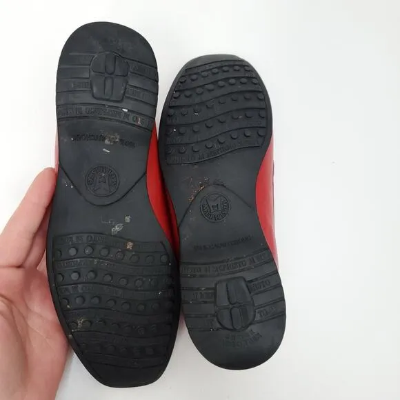 MEPHISTO Leather Idellia Red Comfort Mocassin Loafers Square Toe Shoes