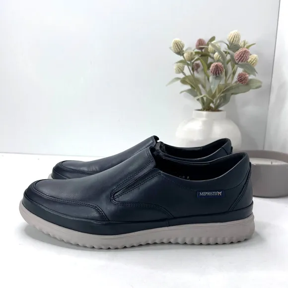 Mephisto Twain Premium Leather Slip On Loafer Blue Comfort Shoes Men's 8.5