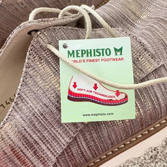 Mephisto women’s champagne silver Brown Lace-Up Shoes NWT