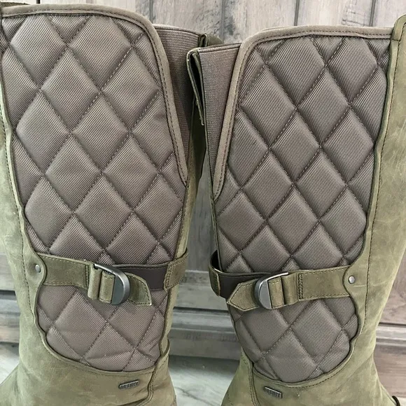 Merrell Dusty Olive Green Quilted Chateau Waterproof Tall Boots Women's 11 M