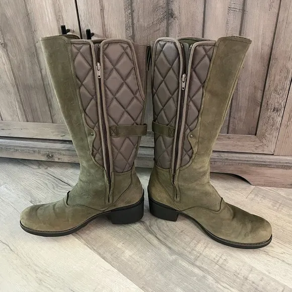 Merrell Dusty Olive Green Quilted Chateau Waterproof Tall Boots Women's 11 M