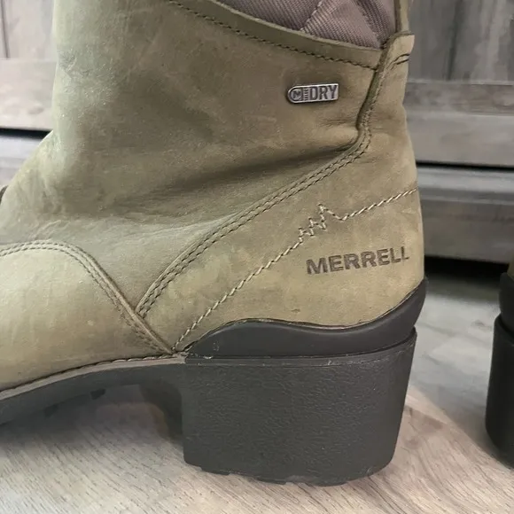 Merrell Dusty Olive Green Quilted Chateau Waterproof Tall Boots Women's 11 M