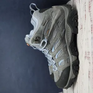 Merrell | EUC Moab Mid Waterproof Grey Blue Hiking Shoes Size Women's 9.5