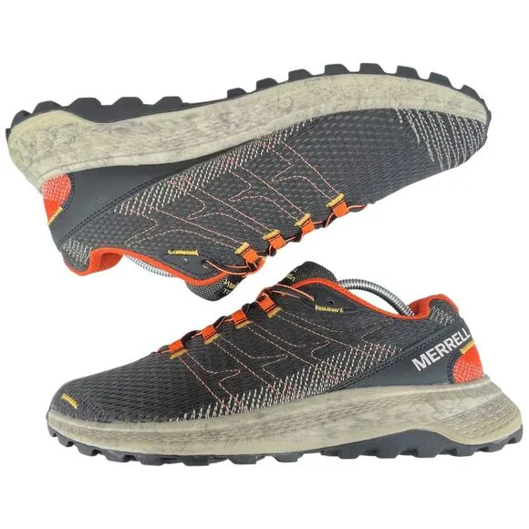 Merrell Men‎ 10 Fly Strike Black/Orange Luggy Comfort Trail Runner Shoes J067377