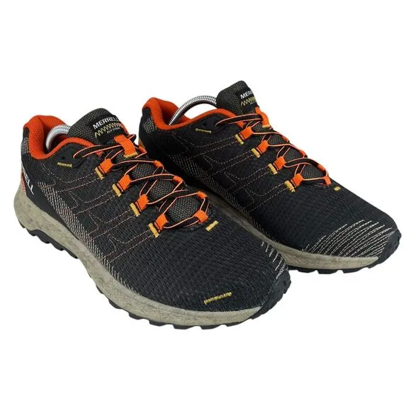 Merrell Men‎ 10 Fly Strike Black/Orange Luggy Comfort Trail Runner Shoes J067377