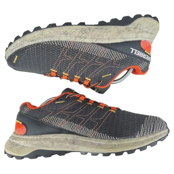 Merrell Men‎ 10 Fly Strike Black/Orange Luggy Comfort Trail Runner Shoes J067377