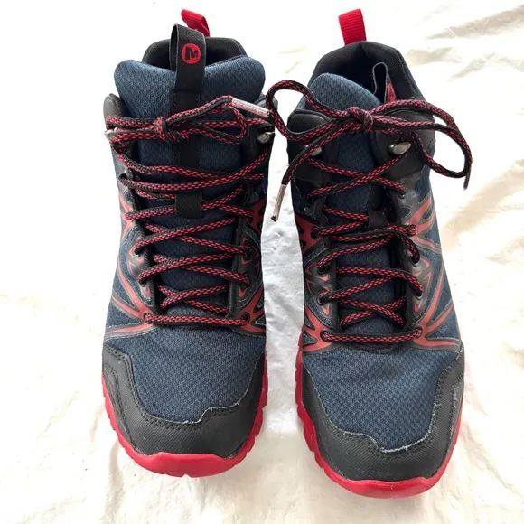 Merrell Men's Capra Rise Trail Athletic Shoes Black Navy Red. SZ 8 Worn 1X