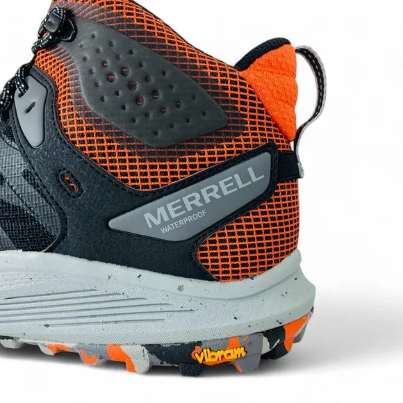 Merrell Nova 3 Mid Waterproof Black Tangerine Men's Hiking Shoes Boots J067623