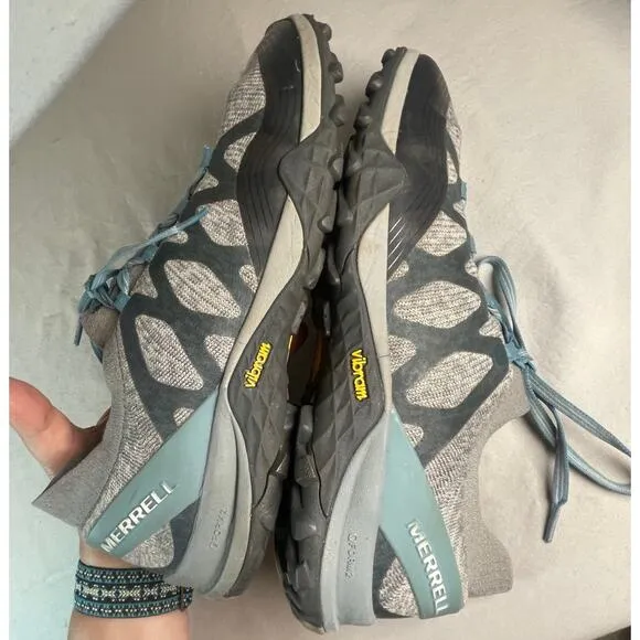 Merrell Womens 10 Gray Siren 3 Knit Hiking Shoes Sneakers J53078 Vibram Megagrip