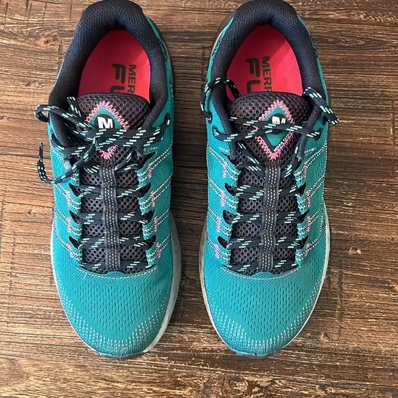 MERRELL WOMEN'S MOAB FLIGHT TRAIL SHOES GREEN BLACK PINK SIZE 7 1/2
