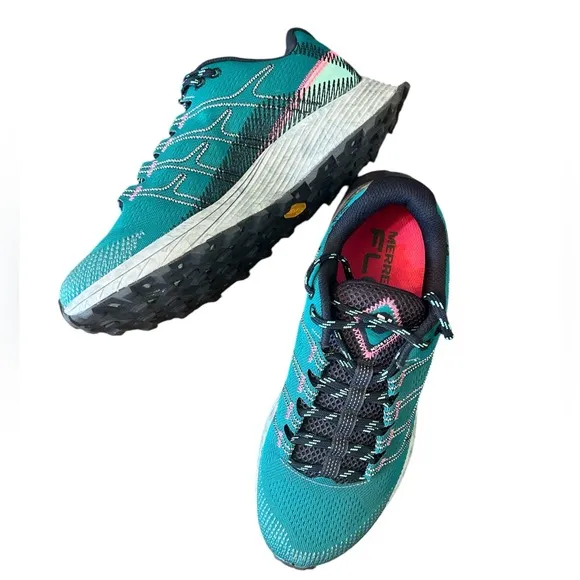MERRELL WOMEN'S MOAB FLIGHT TRAIL SHOES GREEN BLACK PINK SIZE 7 1/2