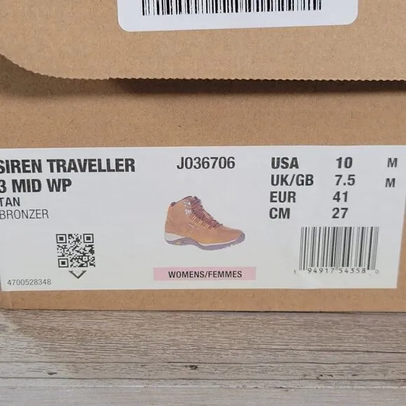 Merrell Women's Siren Traveler 3 Mid Waterproof Boots Sz 10