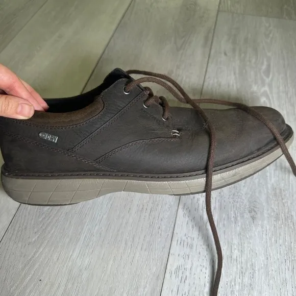 Merrell World Vue brown men's leather Oxford business casual dress shoes 10.5w