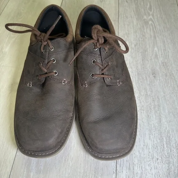 Merrell World Vue brown men's leather Oxford business casual dress shoes 10.5w