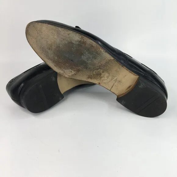 Mezlan Antonio Black Leather Tassel Wingtip Loafers Size 11.5M
