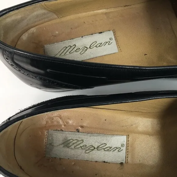 Mezlan Antonio Black Leather Tassel Wingtip Loafers Size 11.5M