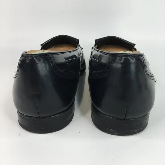 Mezlan Antonio Black Leather Tassel Wingtip Loafers Size 11.5M